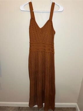 Ryegrass Boho Rust Orange Cable Knit Midi Dress Sleeveless Size S NWT Fall